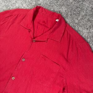 Tommy Bahama Hawaiian Shirt Mens L Island Zone Coastal Breeze Red 70% Silk